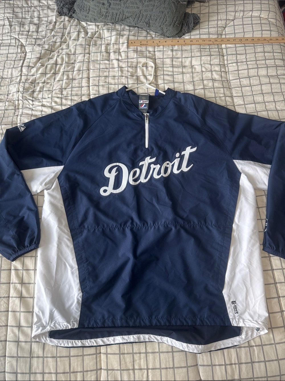 Majestic Detroit Tigers mens Pullover Jacket - Navy & White NWOT
